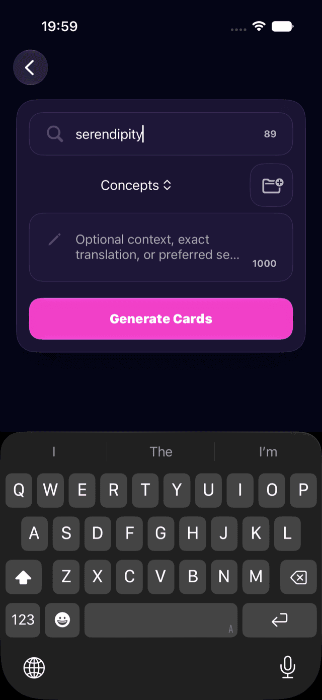 Entering a topic to create items in Smort